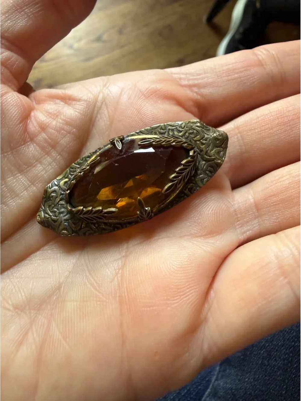 Antique Late Victorian Edwardian Czech Glass Brooch
